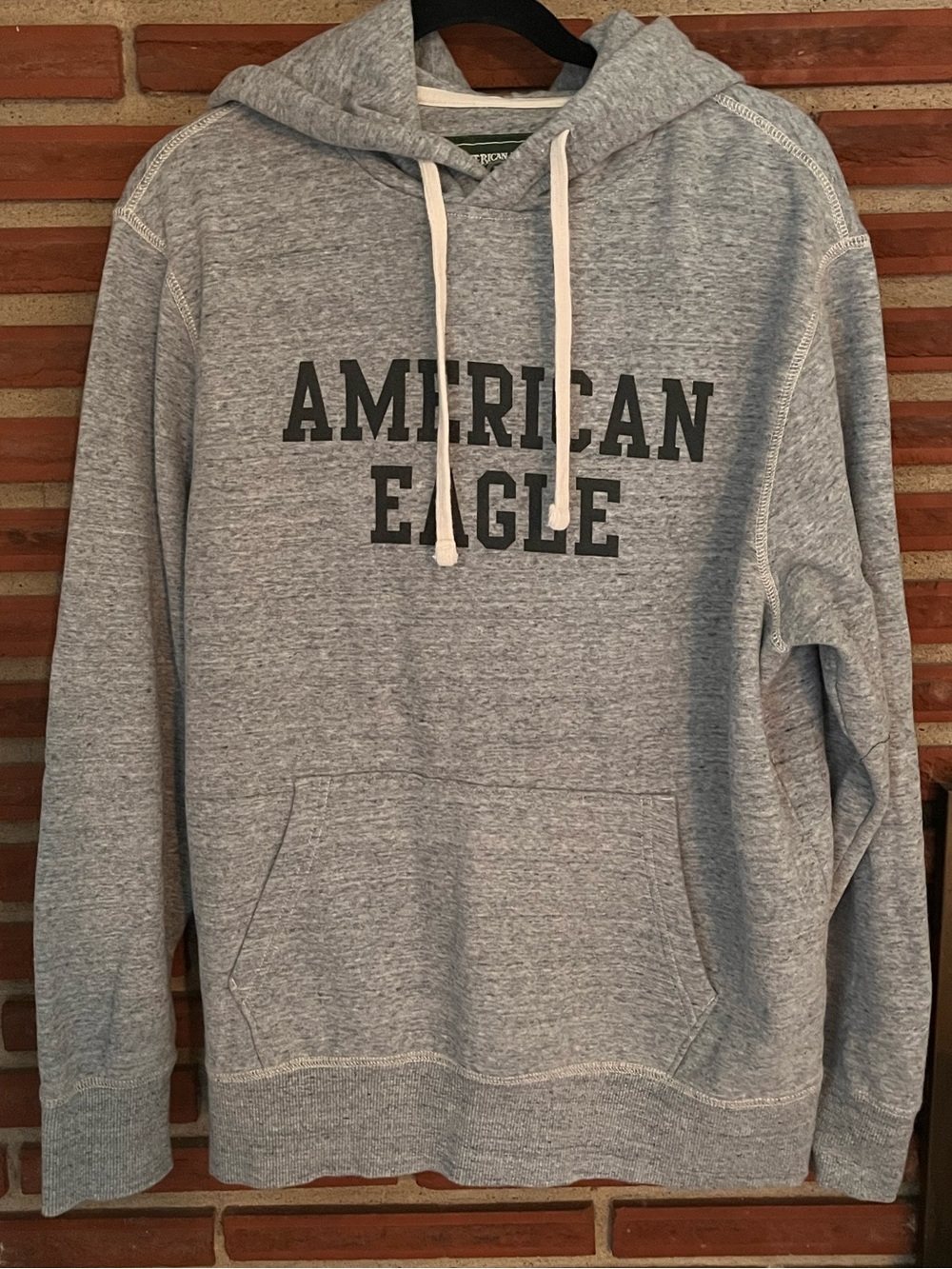 American Eagle Outfitters Heather Gray Pullover Hoodie with Logo